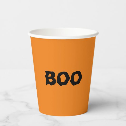 Boo oranje en zwarte spooky Halloween party Papieren Bekers (Achterkant)