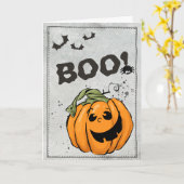 Boo Oranje Jack 'O Lantern Halloween Kaart (Gele Bloem)