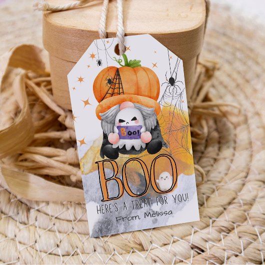 BOO oranje kabouter Halloween trick or treat gunst Cadeaulabel