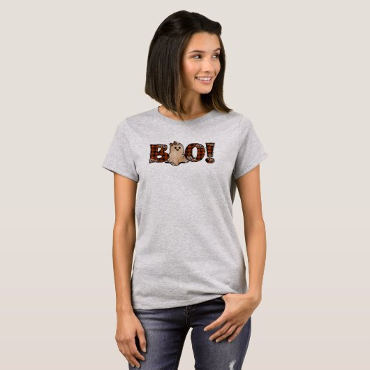 Boo Oranje Pset Halloween T-shirt (Voorkant volledig)