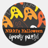 Boo Oranje Spooky Ghosts Children Halloween Party Ronde Sticker (Voorkant)