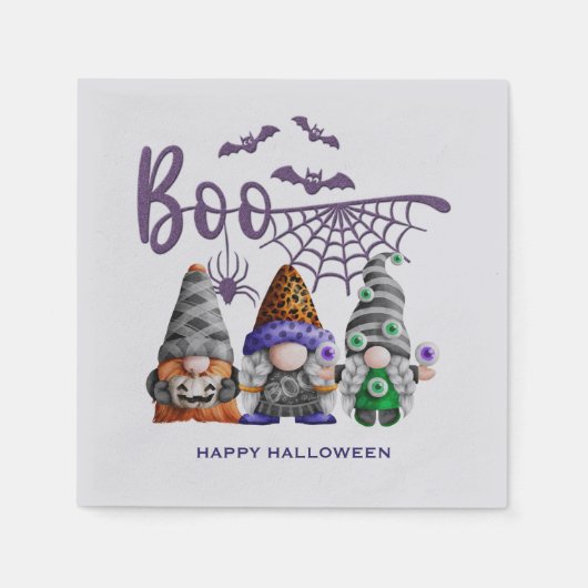 Boo Paarse Glitter Halloween Gnomes Servet (Voorkant)