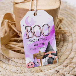 BOO paarse heks kabouter kinder halloween cadeautj Cadeaulabel