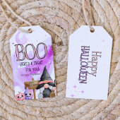 BOO paarse heks kabouter kinder halloween cadeautj Cadeaulabel
