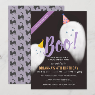Boo Party Pet Ghost Halloween Virtual Birthday Kaart