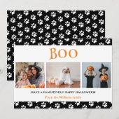 Boo Pet Paws Foto Gelukkig Halloween Feestdagenkaart (Voorkant / Achterkant)