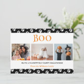 Boo Pet Paws Foto Gelukkig Halloween Feestdagenkaart (Staand voorkant)