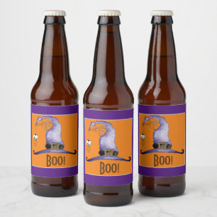 Boo. Pet van witte heks Bier Etiket