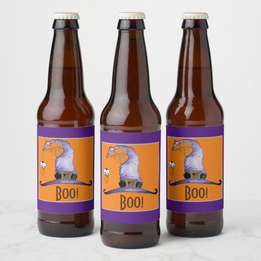 Boo. Pet van witte heks Bier Etiket (Flessen)
