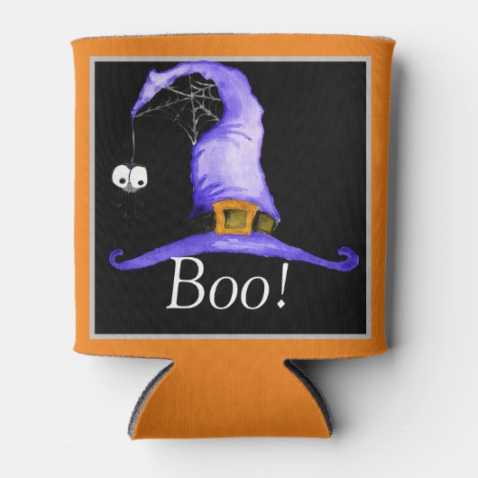 Boo. Pet van witte heks Blikjeskoeler (Voorkant)