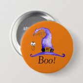 Boo. Pet van witte heks Ronde Button 7,6 Cm (Voorkant /achterkant)