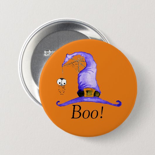 Boo. Pet van witte heks Ronde Button 7,6 Cm (Voorkant /achterkant)