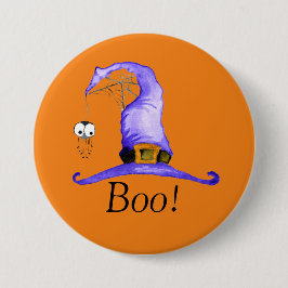 Boo. Pet van witte heks Ronde Button 7,6 Cm