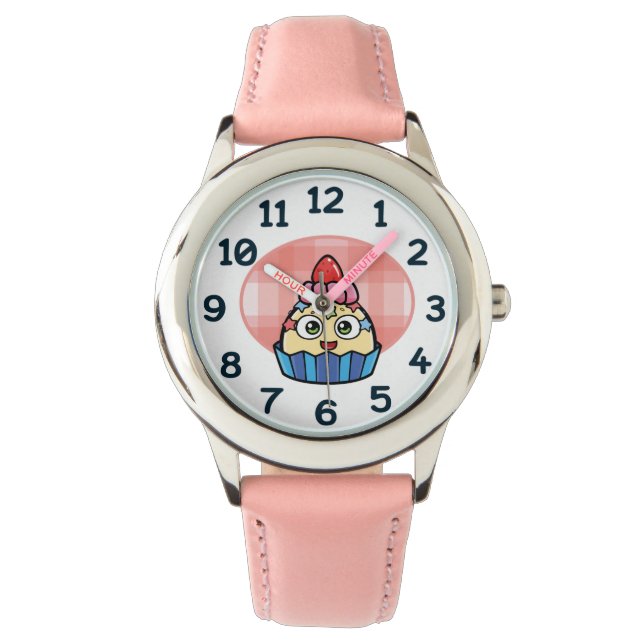 Boo Pink Cupcake horloge (Voorkant)