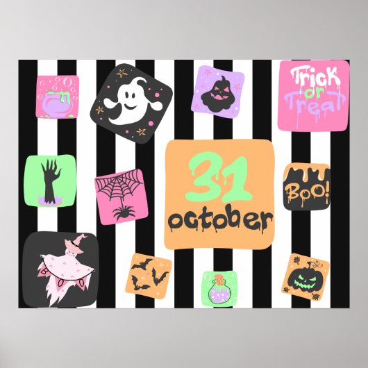 Boo Pink Ghost Pastel Halloween Decor Kinder Kamer Poster (Voorkant)