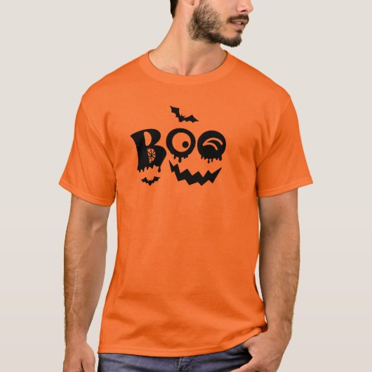 Boo Pompoen Gezicht Halloween T-Shirt Design (Voorkant)