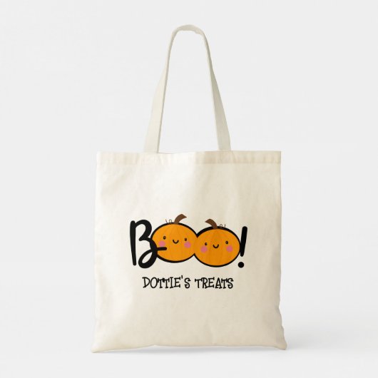 Boo Pompoen Halloween Trick or treat Bag/ Boo Bag Tote Bag (Achterkant)
