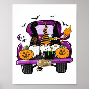 Boo pompoen heks kabouters in Halloween vrachtwage Poster