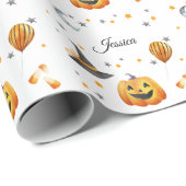 Boo Pompoen Herfst Halloween met gepersonaliseerde Cadeaupapier (Rol Hoek)
