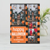 Boo pompoen jack-o-lantaarn blij Halloween 5 Foto Feestdagenkaart (Staand voorkant)