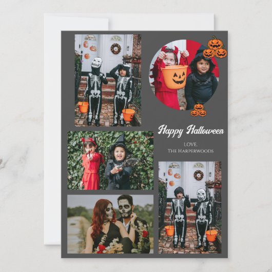 Boo pompoen jack-o-lantaarn Halloween Fotocollage Feestdagenkaart (Voorkant)