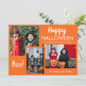 Boo pompoen jack-o-lantaarn Halloween Fotocollage Feestdagenkaart (Staand voorkant)