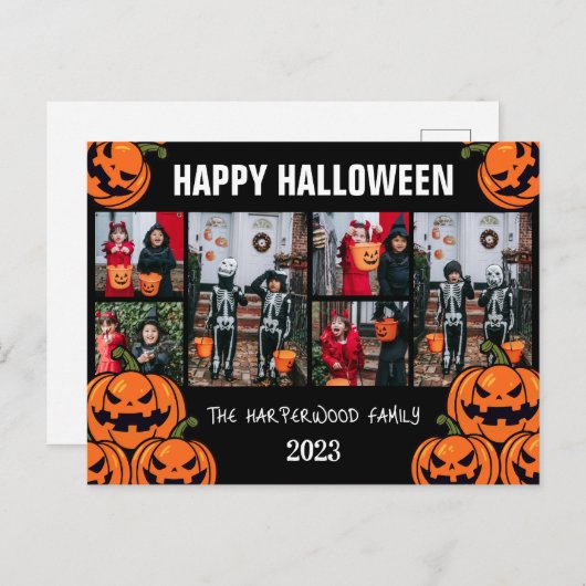 Boo pompoen jack-o-lantaarn Halloween Fotocollage Feestdagenkaart (Voorkant / Achterkant)
