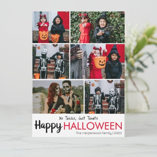 Boo pompoen jack-o-lantaarn Halloween Fotocollage Feestdagenkaart (Staand voorkant)