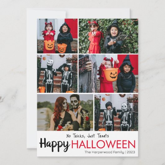 Boo pompoen jack-o-lantaarn Halloween Fotocollage Feestdagenkaart (Voorkant)