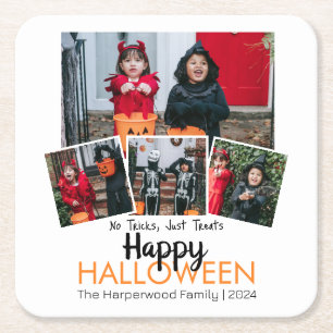 Boo pompoen jack-o-lantaarn Halloween Fotocollage Kartonnen Onderzetters