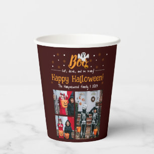 Boo pompoen jack-o-lantaarn Halloween Fotocollage Papieren Bekers