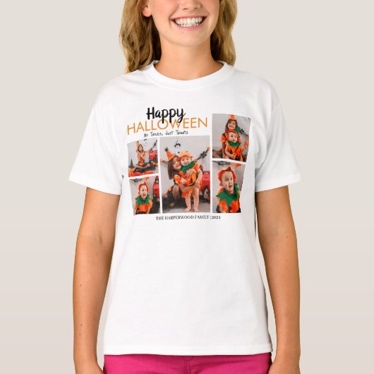 Boo pompoen jack-o-lantaarn Halloween Fotocollage T-shirt (Voorkant)