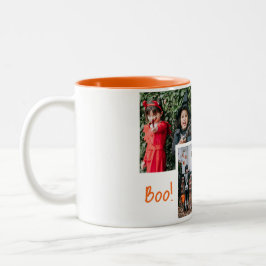 Boo pompoen jack-o-lantaarn Halloween Fotocollage Tweekleurige Koffiemok