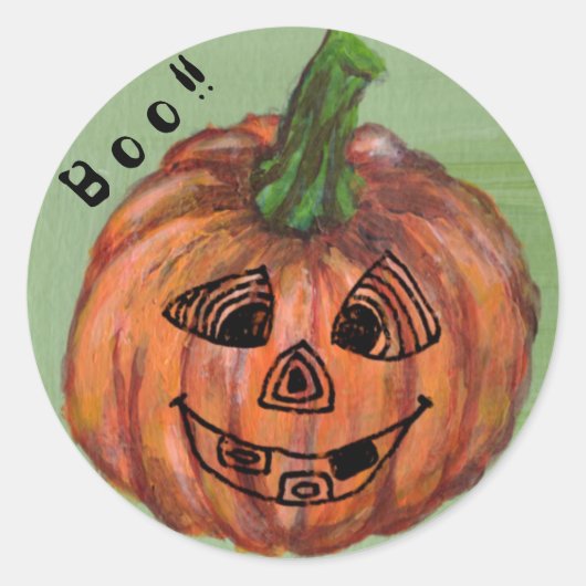 Boo Pompoen ronde sticker, envelop sealer Ronde Sticker (Voorkant)