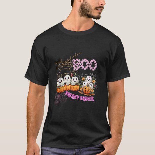 Boo Pompoen Roze Lint Grappige Borstkanker Hallow T-shirt (Voorkant)