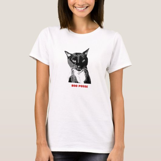 "Boo Posse" Tuxedo Cat T-shirt (Voorkant)