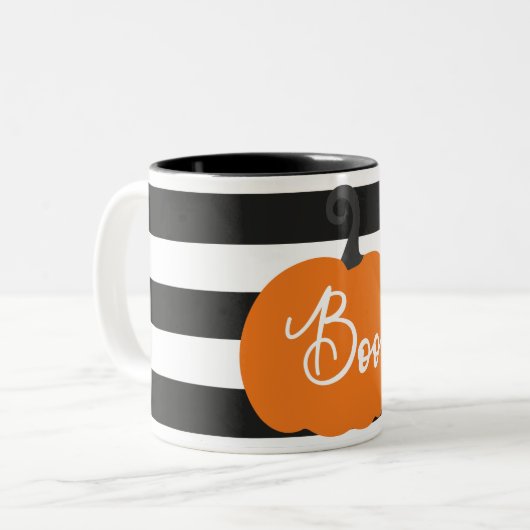 "Boo" Pumpkin Halloween Tweekleurige Koffiemok (Voorkant links)