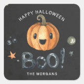Boo Pumpkin Happy Halloween monogram sticker (Voorkant)