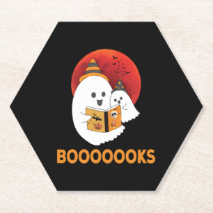 Boo Read Books Halloween Kartonnen Onderzetters