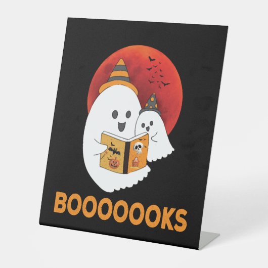 Boo Read Books Halloween Reclamebord Met Voetstuk (Voorkant)