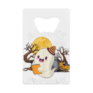 Boo Read Books Library Funny Booooks Ghost Halowe Creditkaart Flessenopener