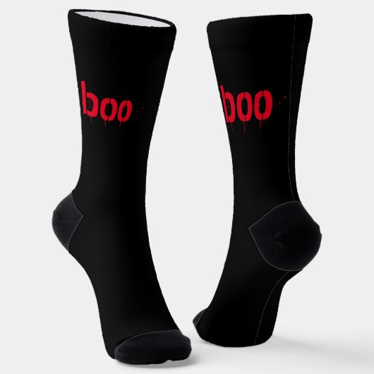 Boo red blood typografie eng spooky Halloween Sokken (Gebogen)