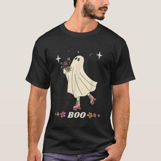 Boo Rolschaatsen Hippie geest voor halloween en T-shirt (Voorkant)