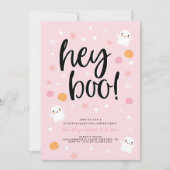 Boo. Roze Halloween Birthday Uitnodiging (Voorkant)