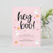 Boo. Roze Halloween Birthday Uitnodiging (Staand voorkant)