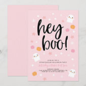 Boo. Roze Halloween Birthday Uitnodiging (Voorkant / Achterkant)