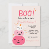 Boo Roze Halloween Uitnodiging voor verjaardagsfee (Voorkant)