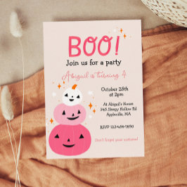 Boo Roze Halloween Uitnodiging voor verjaardagsfee