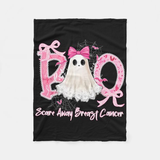 Boo Scare Away Borstkanker Halloween Lace Ghost Fleece Deken (Voorkant)