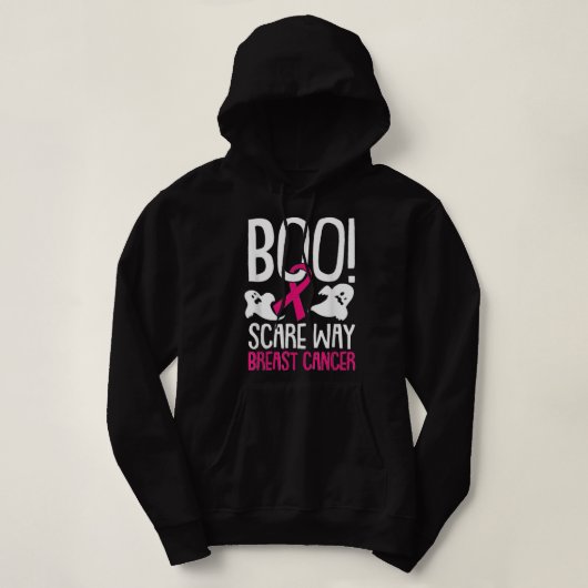 Boo Scare Away Breast Cancer Awareness Pink Ribbon Hoodie (Design voorkant)